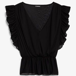 Express Ruffle V-Neck Peplum Tank